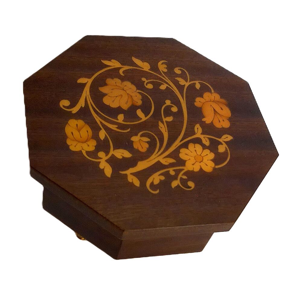 Vintage Notturno Intarsio Italian Music Box Torna A Sorrento Wood Inlay